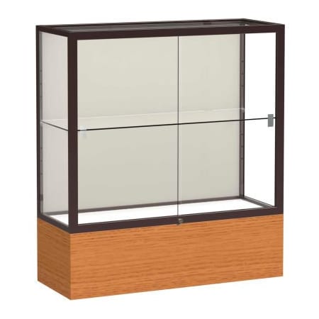 Waddell Display Case Of Ghent Reliant Counter Case, Plaque Back, Dark Bronze Frame, Carmel Oak Base, 36"L x 40"H x 14"D 2281PB-BZ-MK
